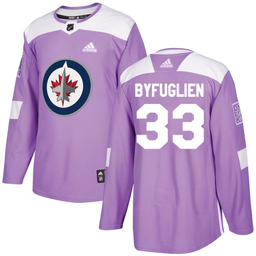 Adidas Jets #33 Dustin Byfuglien Purple Authentic Fights Cancer Stitched NHL Jersey - Click Image to Close